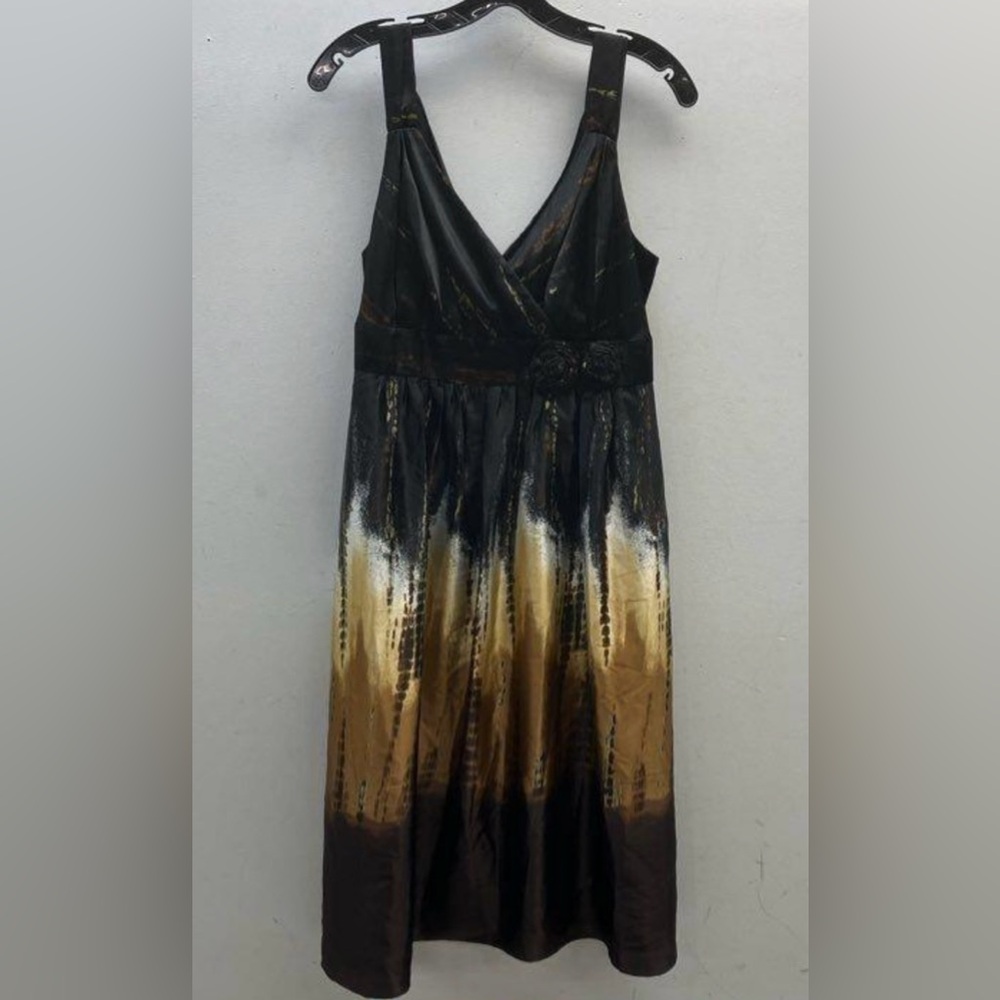 Coldwater Creek NWT Black and Gold Silky Sleeveless Midi Dress